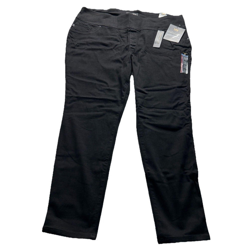Lee Sculpting Pants 22w 40x29 Pull On Slim Fit Skinny Leg Mid Rise Women's Black